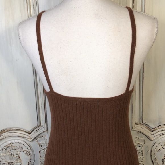 7 For All Mankind Burnt Sienna Ribbed Knit Spaghetti Strap Slip Dress Size Med. - Picture 8 of 11